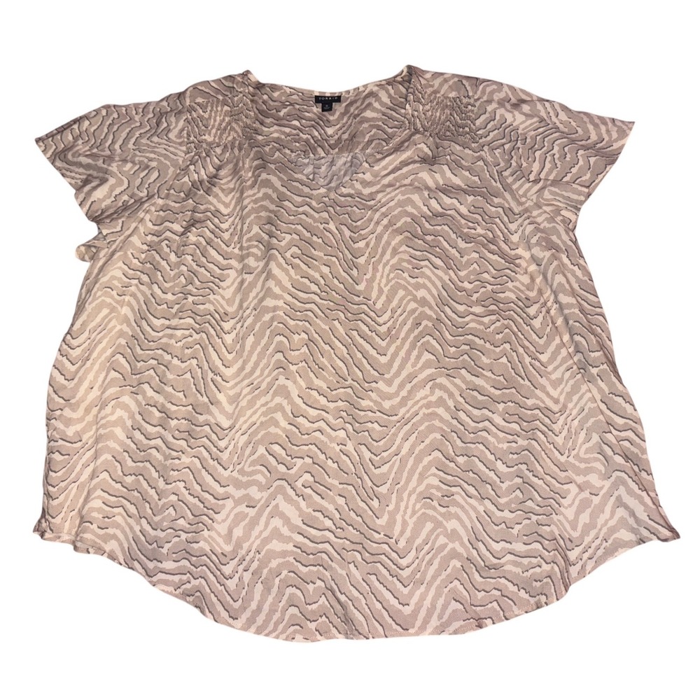 Torrid Plus‎ Size Beige Animal Print Short Sleeve Blouse Top Size 3/3X